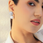 Floral White Pearl Drop Stud Earrings