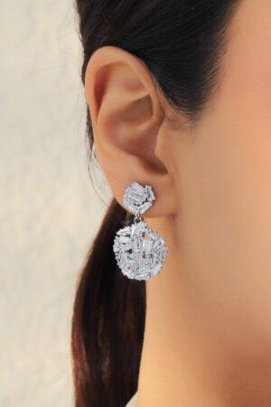 Drop Earrings With White Crystals