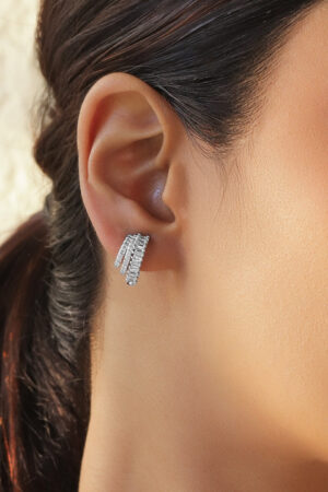 Studded triple layer half hoop earrings