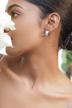 Sleek Silver American Diamond Zirconia Hoops