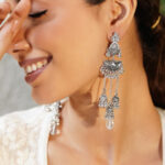 Oxidised Pearl Drop Jhumkas