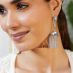 Oxidised Silver AD Dome Jhumka Earrings