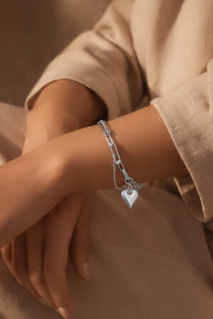 Demifine 18K Gold Plated Stainless steel Heart Charm Link Chain Bracelet