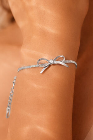 Demifine 18K Gold Plated Stainless steel Bow Knot Snake Chain Bracelet