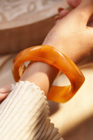 Western Statement Honey Glow Resin Bangle Bracelet