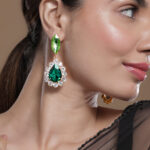 Crystal Studded Green Earring Drops