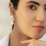 Crystal Studded Pearl Drop Earrings