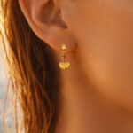 Demifine 18K Gold Plated Stainless steel Minimal Heart Drop Hoop Earrings
