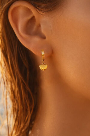Demifine 18K Gold Plated Stainless steel Minimal Heart Drop Hoop Earrings