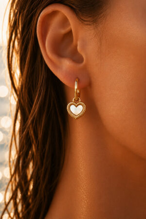Demifine 18K Gold Plated Stainless steel Reversible Heart Drop Hoops
