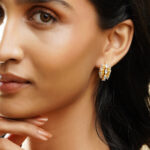 Black Pearll 18K Gold Plated Brass Clustered Crystal Zirconia Hoop Earrings