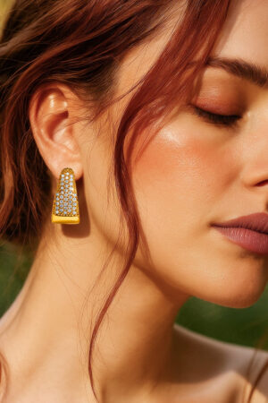 Golden Stardust Pav? Hoop Earrings
