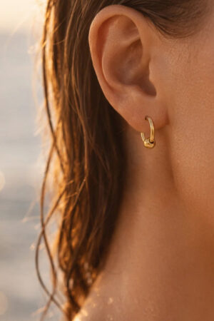 Demifine 18K Gold Plated Stainless steel Classic Sphere Hoop Earrings