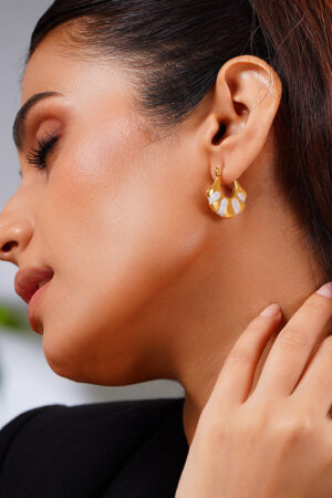 Demifine 18K Gold Plated Stainless steel Enamel Statement Hoop Earrings