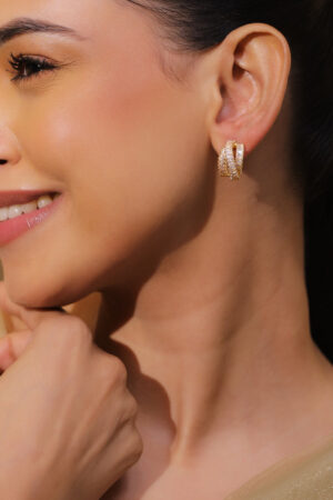 Delicate White Crystal Hoops