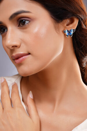 Midnight Blue Enamel Butterfly Studs