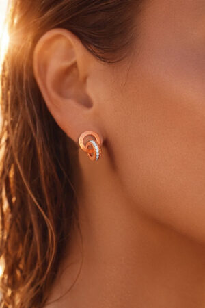 Demifine 18K Gold Plated Stainless steel Interlocked Circle Stud Earrings