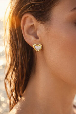Demifine 18K Gold Plated Stainless steel Heart Stud Earrings