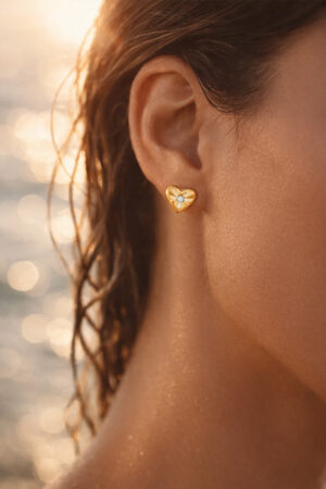 Demifine 18K Gold Plated Stainless steel Mini Heart Stud Earrings