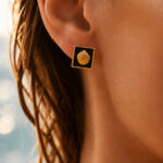 Demifine 18K Gold Plated Stainless steel Geometric Shell Stud Earrings