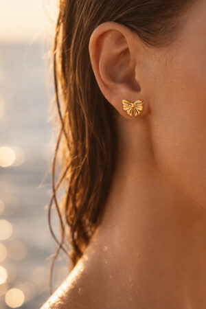 Demifine 18K Gold Plated Stainless steel Bow Stud Earrings
