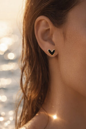 Demifine 18K Gold Plated Stainless steel Enamel Heart Stud Earrings