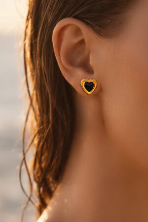 Demifine 18K Gold Plated Stainless steel Enamel Dual Heart Studs