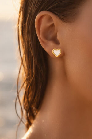 Demifine 18K Gold Plated Stainless steel Heart Stud Earrings