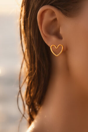 Demifine 18K Gold Plated Stainless steel Halo Heart Stud Earrings