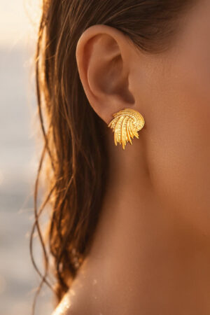 Demifine 18K Gold Plated Stainless steel Spiral Swirl Stud Earrings