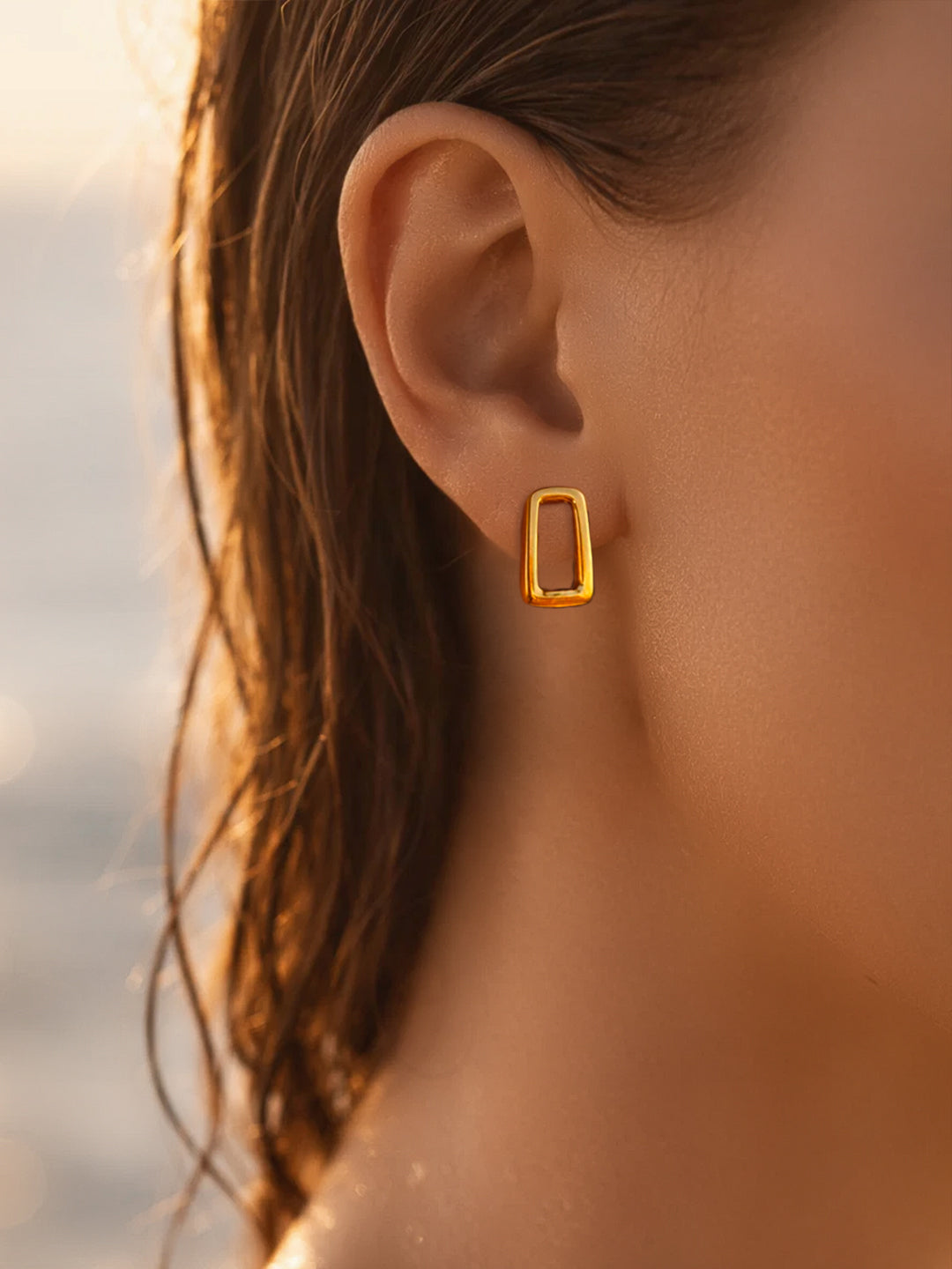 Demifine 18K Gold Plated Stainless steel Geometric Stud Earrings