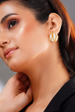 Demifine 18K Gold Plated Stainless steel Midnight Flame Stud Earrings