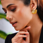 Demifine 18K Gold Plated Stainless steel Golden Shore Stud Earrings