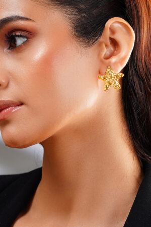 Demifine 18K Gold Plated Stainless steel Seaside Glow Star Studs Earrings