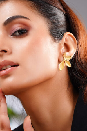 Demifine 18K Gold Plated Stainless steel Golden Petals In Motion Studs Earrings