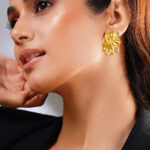 Demifine 18K Gold Plated Stainless steel Golden Crush Statement Studs Earrings