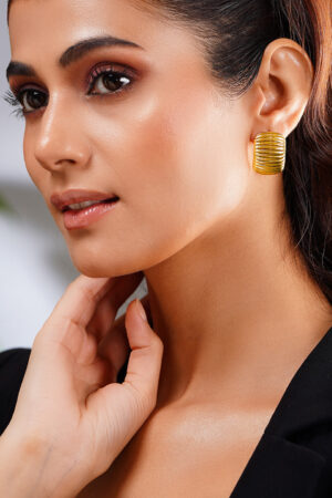 Demifine 18K Gold Plated Stainless steel Golden Wave Stud Earrings