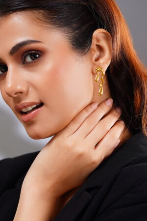 Demifine 18K Gold Plated Stainless steel Molten Glow Drop Earrings