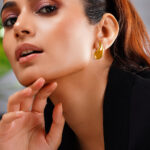 Demifine 18K Gold Plated Stainless steel Liquid Glow Statement Studs Earrings