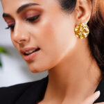 Demifine 18K Gold Plated Stainless steel Hammered Crushed Statement Studs Earrings