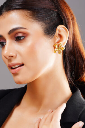 Demifine 18K Gold Plated Stainless steel Golden Petal Muse Earrings