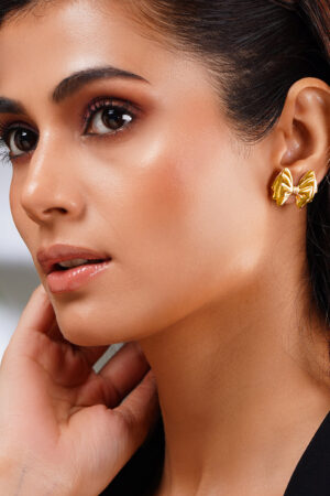 Demifine 18K Gold Plated Stainless steel Sweet Bow Stud Earrings