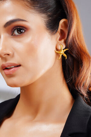 Demifine 18K Gold Plated Stainless steel Starfish Glow Statement Earrings