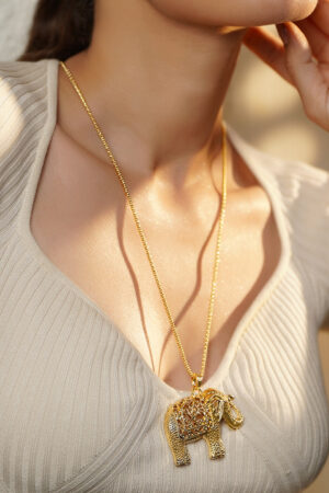 Gold Toned Elephant Motif Pendant