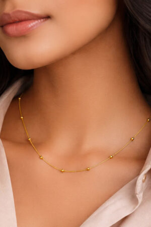 Demifine 18K Gold Plated Stainless steel Gold Beaded Chain Necklace
