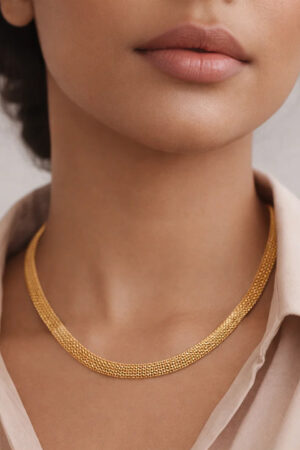 Demifine 18K Gold Plated Stainless steel Mesh Chain Necklace