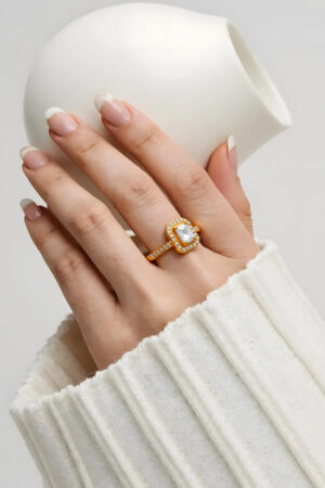 Cubic American Diamond Zirconia Gold Ring