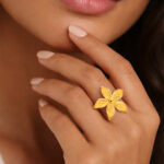 Demifine 18K Gold Plated Stainless steel Floral Adjustable Ring