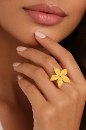 Demifine 18K Gold Plated Stainless steel Floral Adjustable Ring