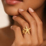 Demifine 18K Gold Plated Stainless steel Starfish Open Adjustable Ring